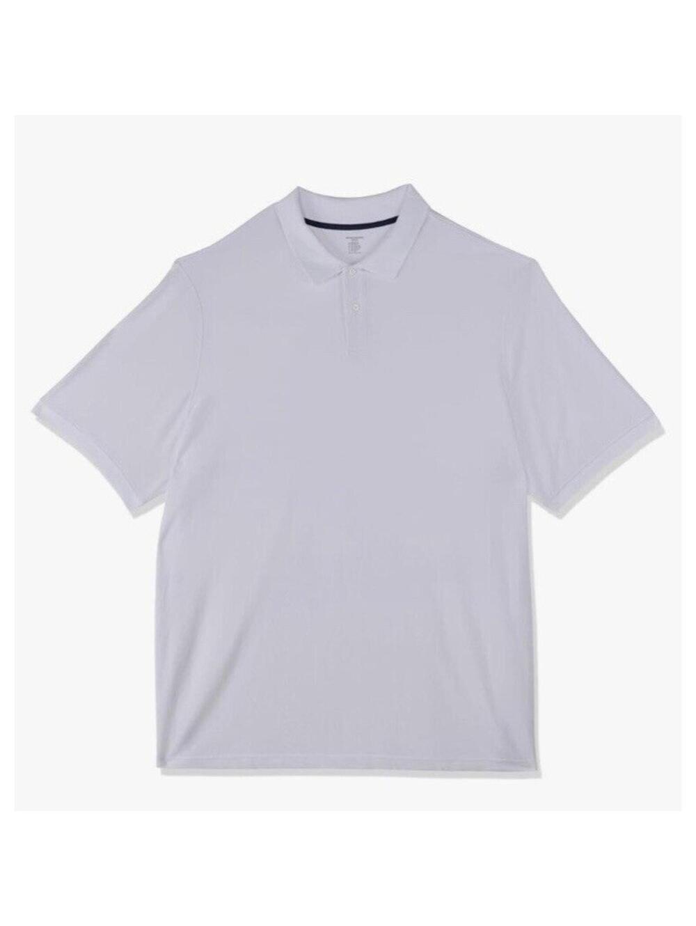 Men's White Polo Shirt 4XL Collared Big and Tall Pique Golf T-Shirt Top, New Tag